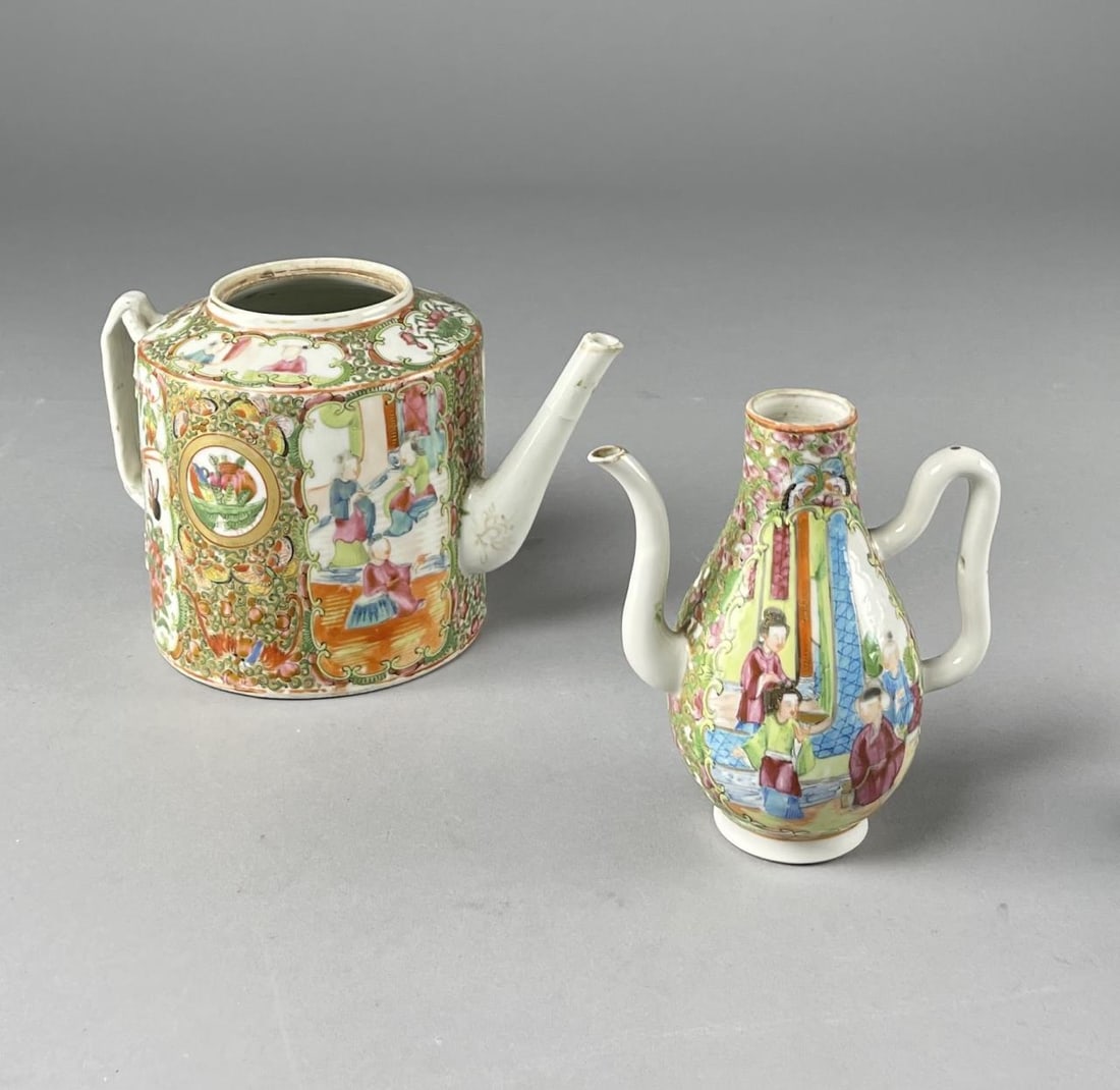 2 Early Chinese Export Rose Medallion Teapots (1 of 14)