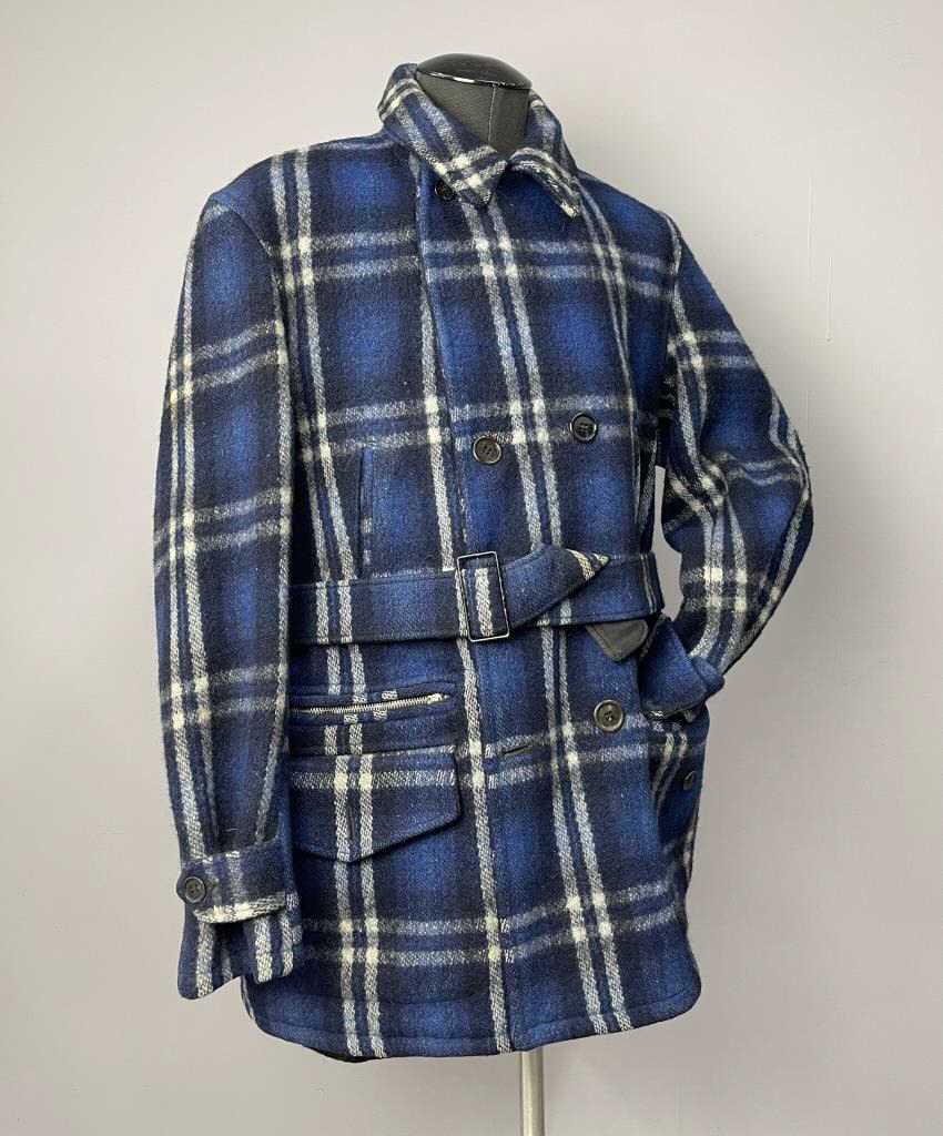 Men's 1930s Cobalt Blue Wool Plaid Coat (1 of 7)