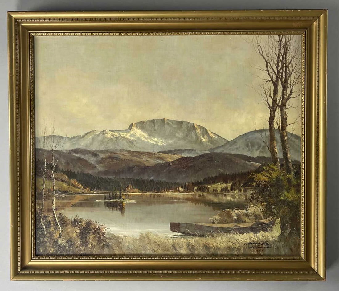 Midcentury German Oil on Canvas Landscape Painting (1 of 4)