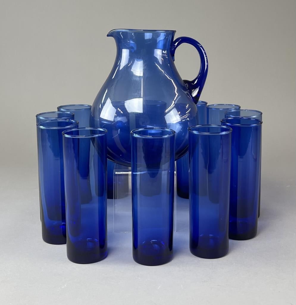 Cobalt Blue Glass Pitcher Iced Tea/Highball Set (1 of 3)