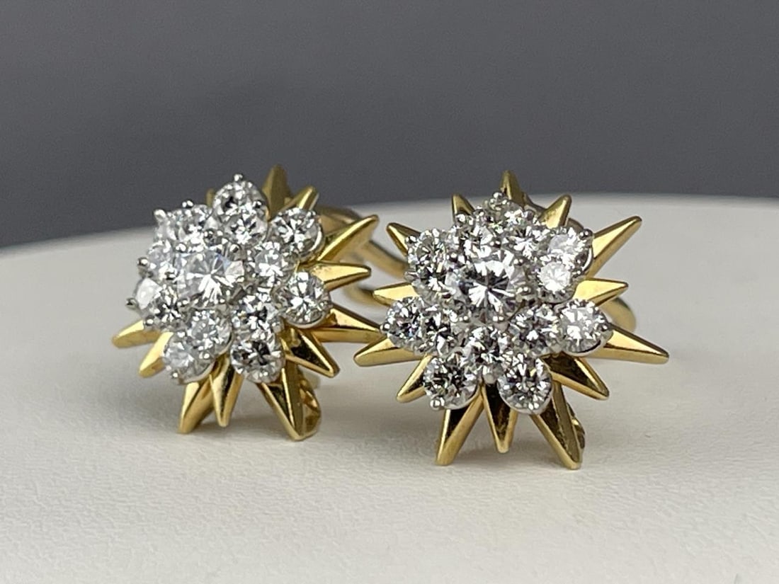 18K Yellow Gold 2.66CT TW Diamond Cluster Earrings (1 of 5)