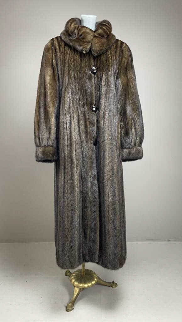 Full Length Dark Brown Mink Fur Coat Reversible (1 of 7)