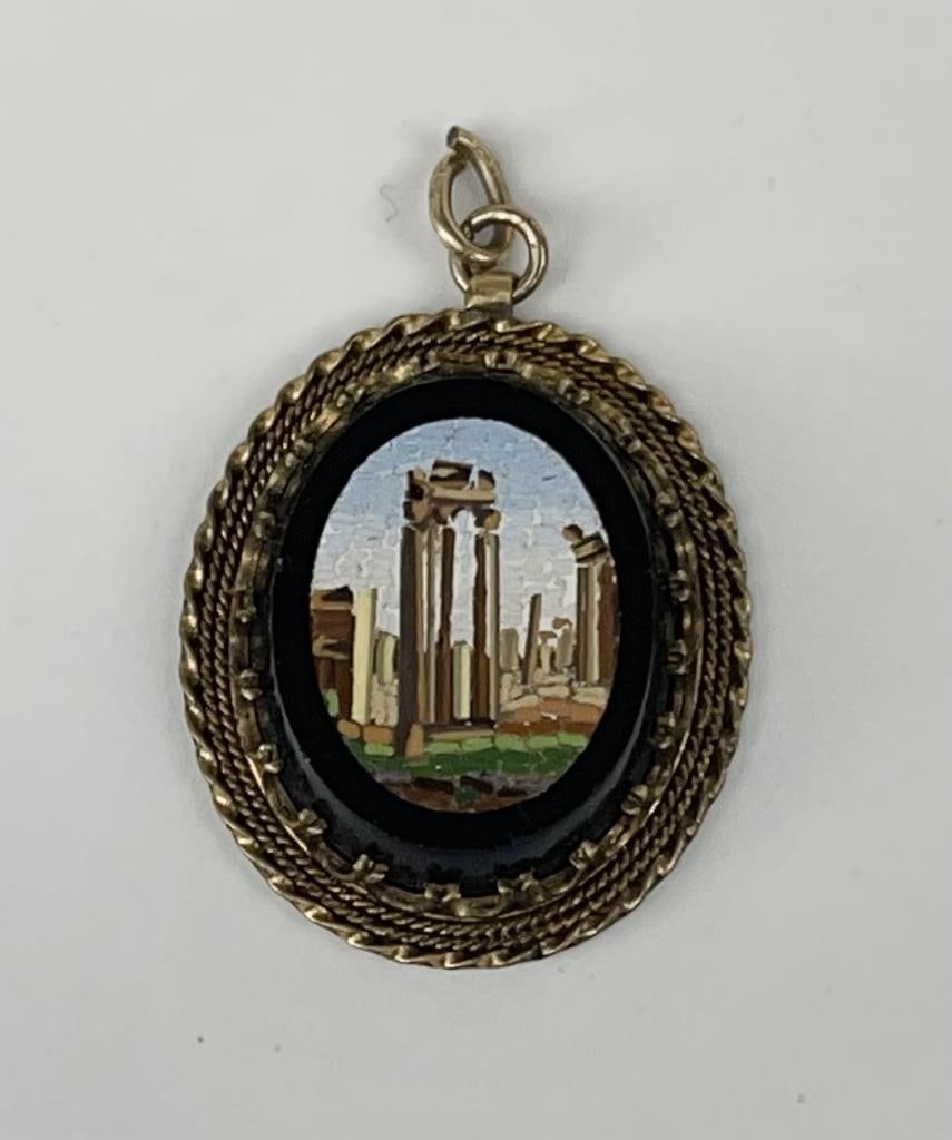 Italian 19th C. Grand Tour Micro Mosaic Pendant (1 of 5)