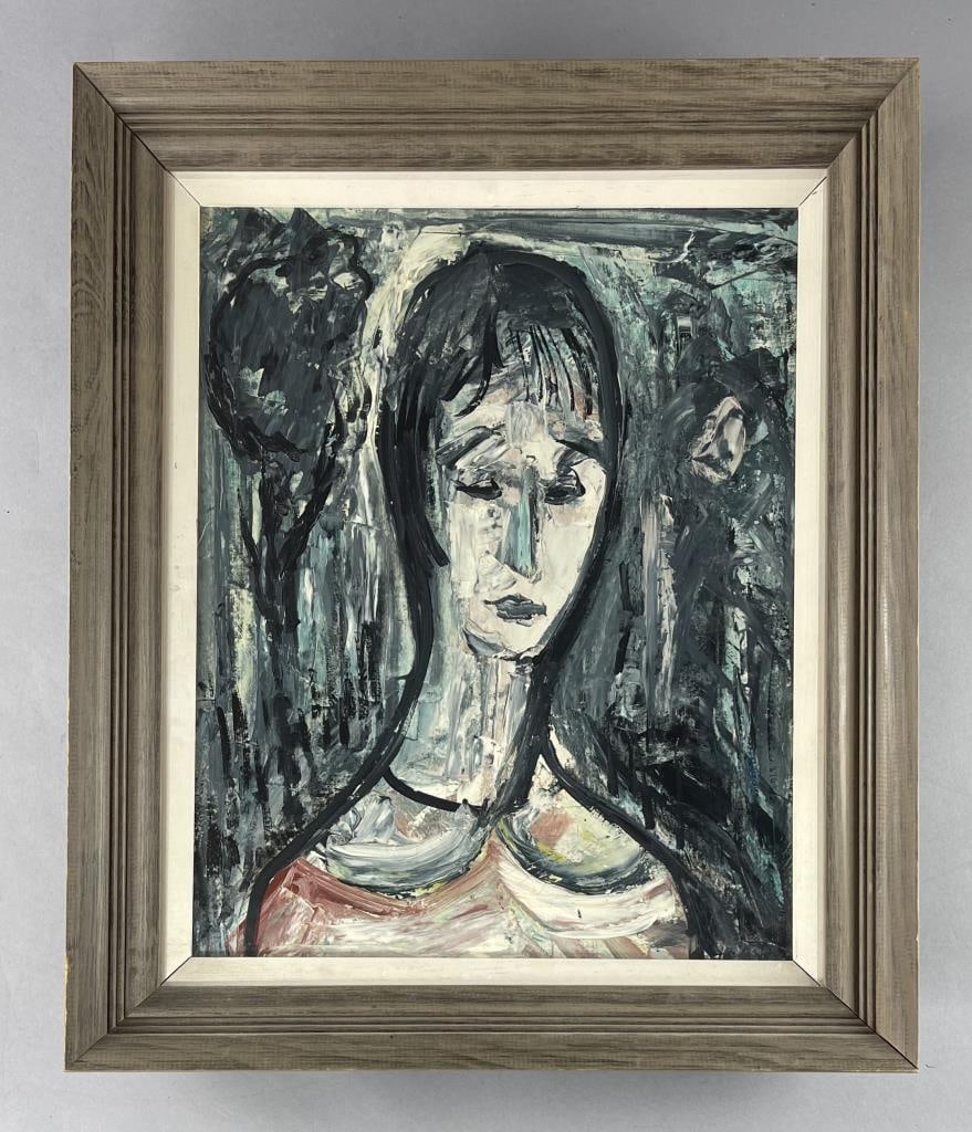 Mid 20th C. Expressionist Portrait Oil On Canvas (1 of 5)