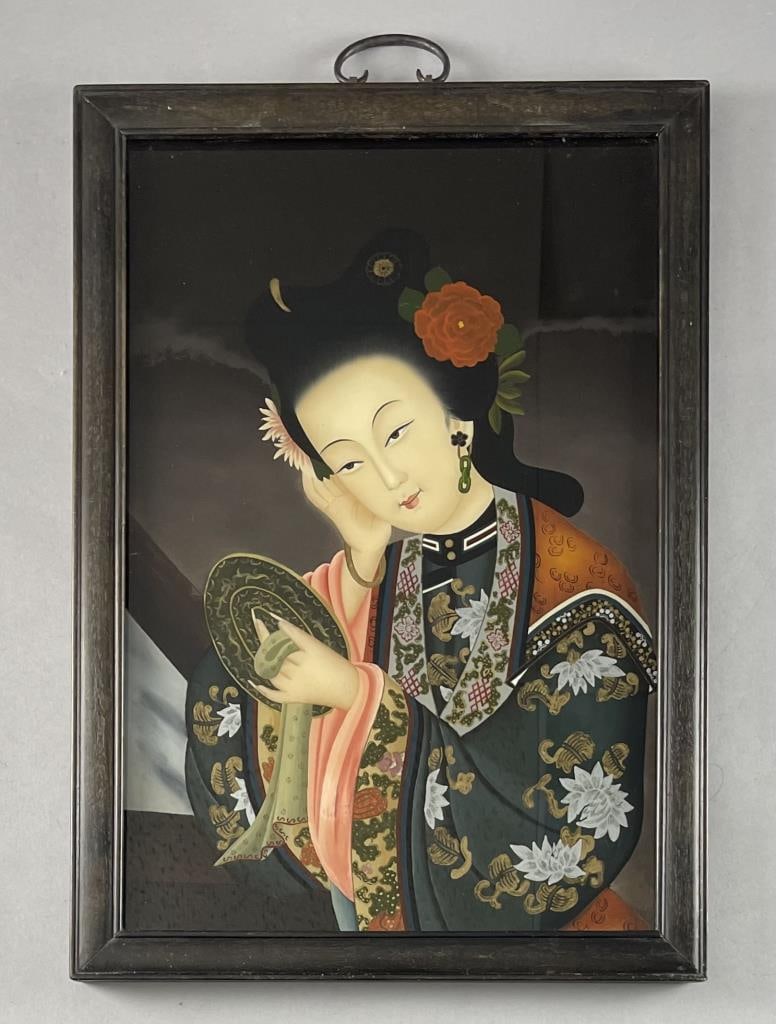 Chinese Export Reverse Painted Glass (1 of 3)