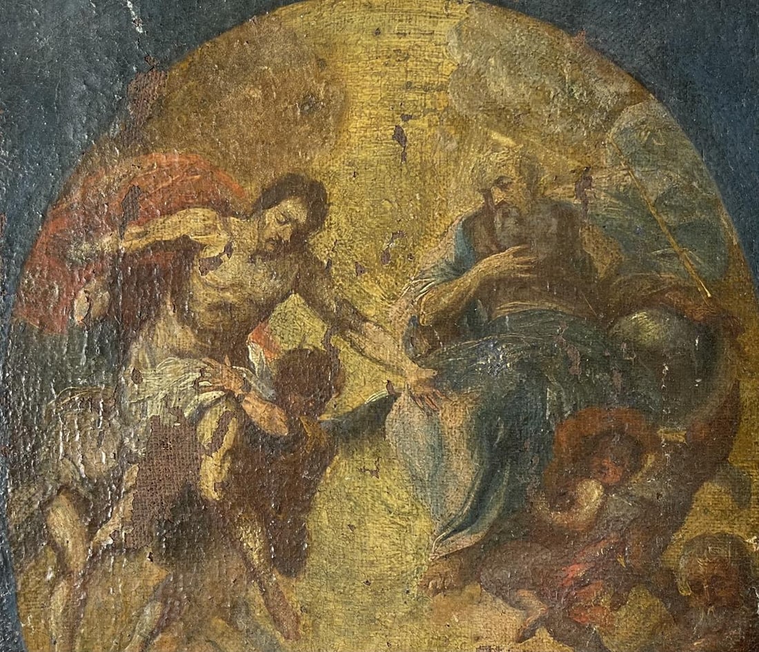 17th C. Religious Oil Study on Canvas Painting (1 of 4)