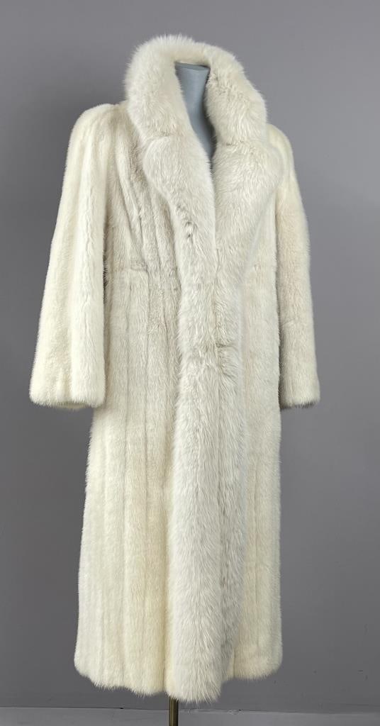Full Length White Fox Trimmed Coat Jacobson's (1 of 6)