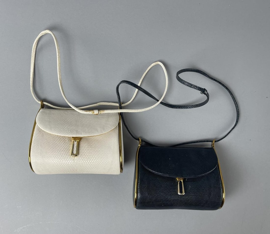 2 Judith Leiber Snake Evening Bags Black and White (1 of 11)