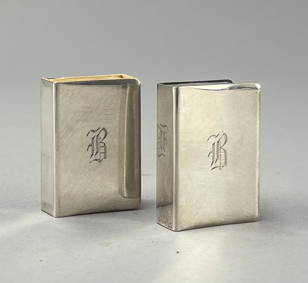 2 Sterling Silver Monogrammed Match Box Holders (1 of 7)