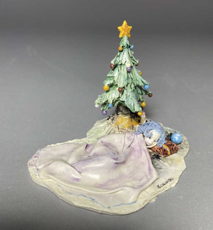 Holiday Porcelain A. Colombo for Lo Scricciolo: Hand made porcelain sculpture by Italian artist Adriano Colombo for Lo Scricciolo circa late 20th century. Height 3-1/4". SHIPPING: In-House Shipping Available for this lot. Please read our Shipping T