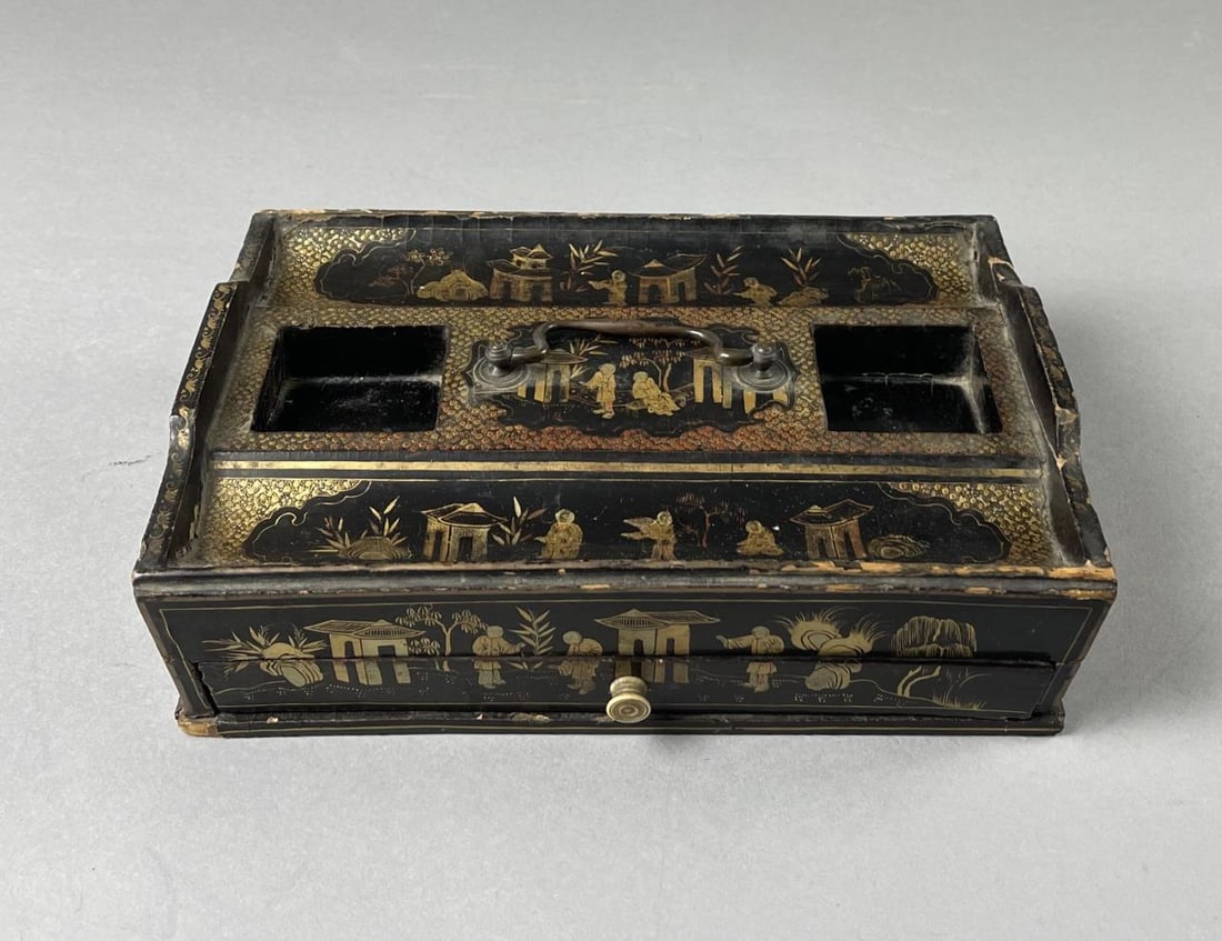 19th C. Chinoiserie Papier Mache Desk Box (1 of 8)