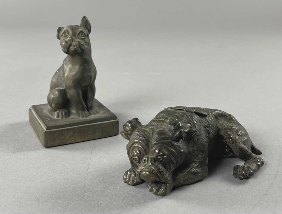 2 Antique Bronze Toned Metal Dogs Wrigley Building (1 of 11)