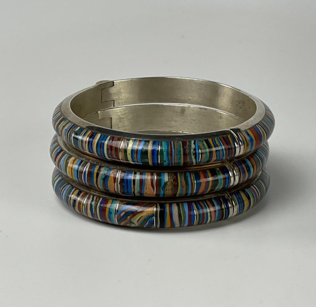 3 Jay King Sterling Rainbow Calsilica Bracelets (1 of 5)