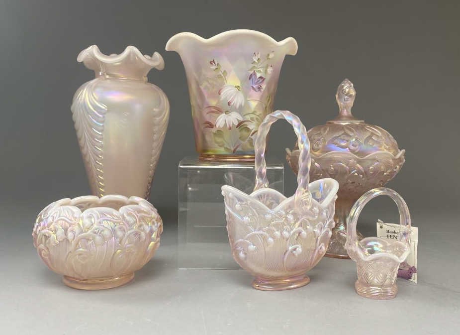 6 Pieces Pink Opalescent Fenton Glass (1 of 11)