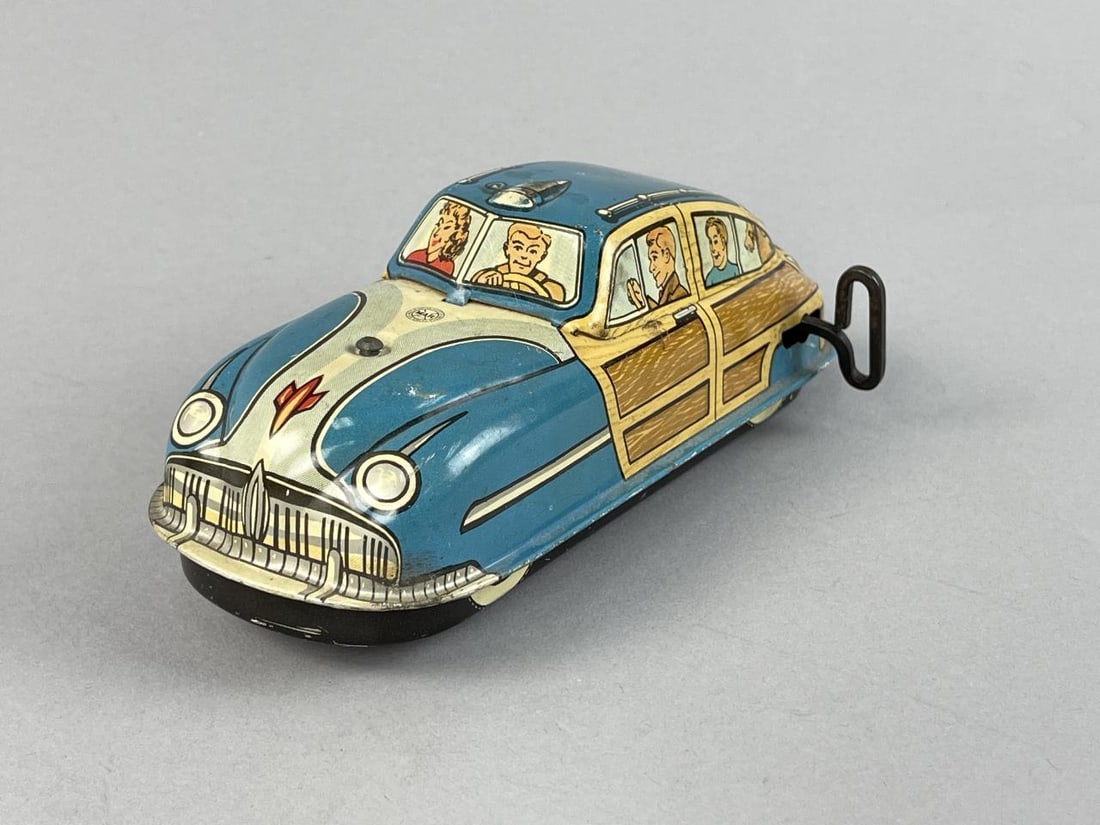 Tin Litho Marx Blue Woody Wind-Up Car: Vintage tin toy appx 6.5'' Battery not included SHIPPING: In-House shipping available. Please read our Shipping Policies prior to bidding.