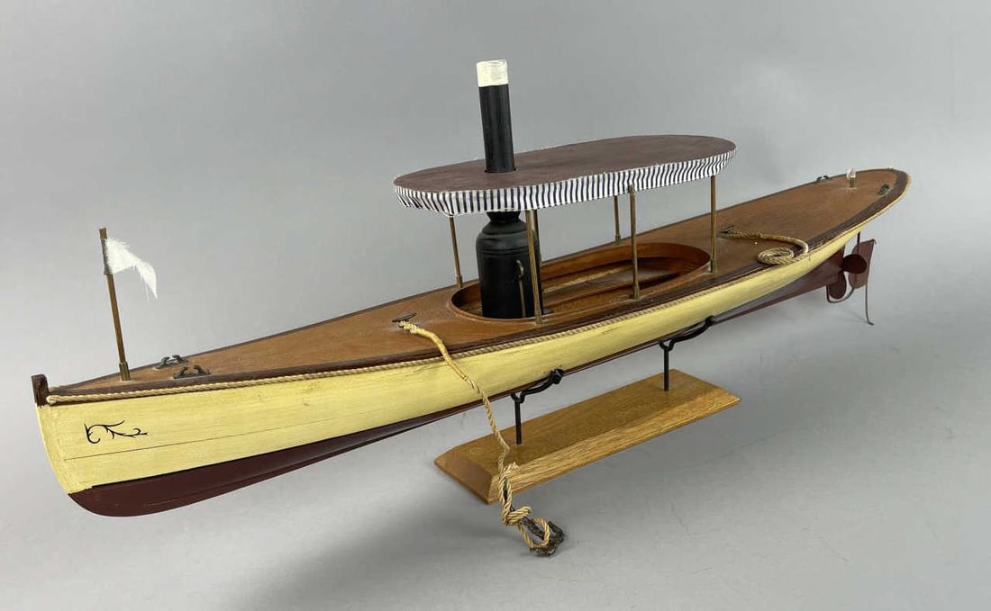 Circa 1960s Steam Powered Boat Model on Stand (1 of 11)