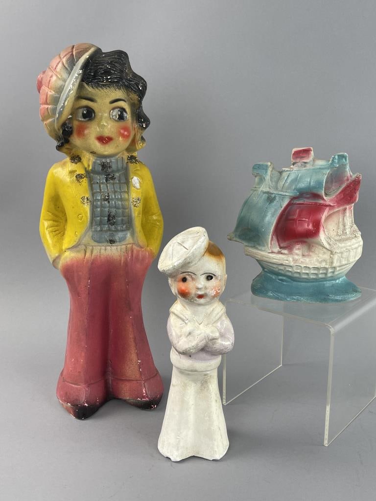 Carnival Chalkware Flapper Sailor Schooner (1 of 9)