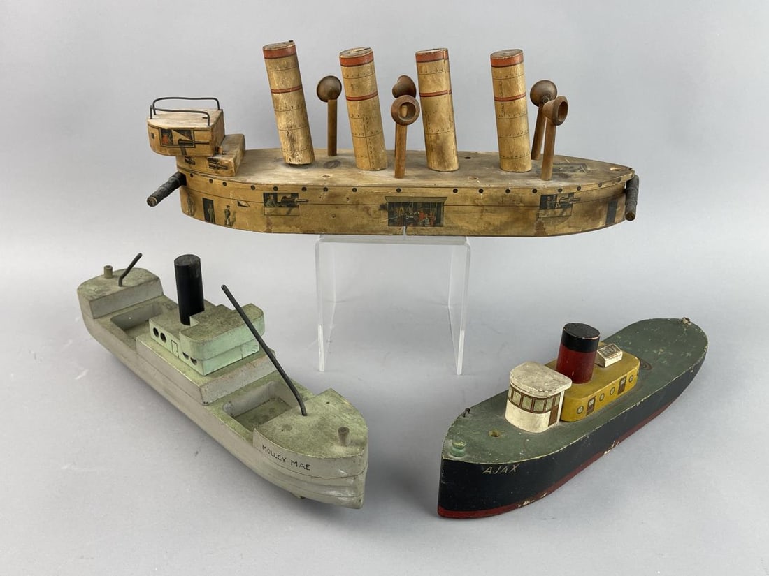Wooden Steam Engine Battleship, Trawler & Tug Boat (1 of 11)