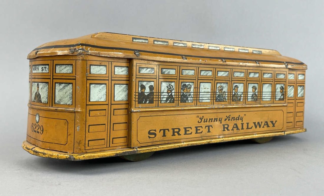 Vintage Tin Litho Sunny Andy Street Railway Car (1 of 5)