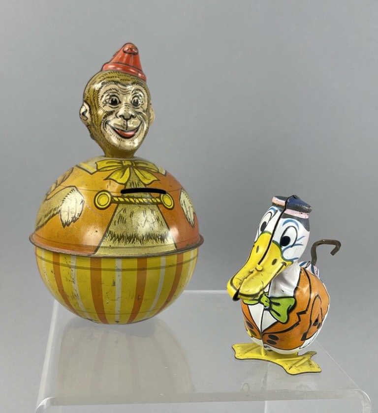 J. Chein Roly Poly Monkey Bank & Duck Wind-Up Toy (1 of 7)