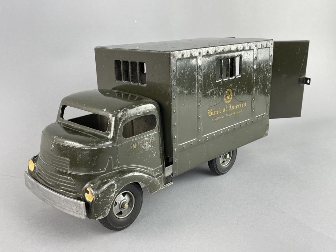 "Smitty Toys" Bank Of America Armored Truck: Vintage Smith Miller pressed steel California Statewide Bank advertising SHIPPING: In-House shipping available. Please read our Shipping Policies prior to bidding.