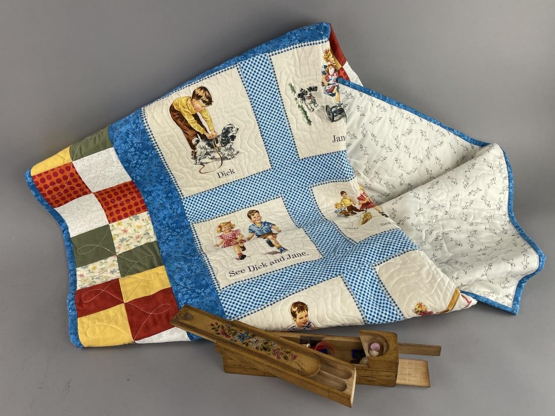 Fun with Dick and Jane Quilt & Wooden Pencil Case (1 of 6)