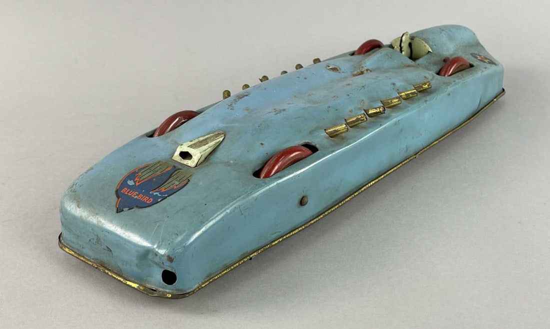 Buffalo Tin Toy Blue Bird Race Car Pull Wind Up (1 of 11)