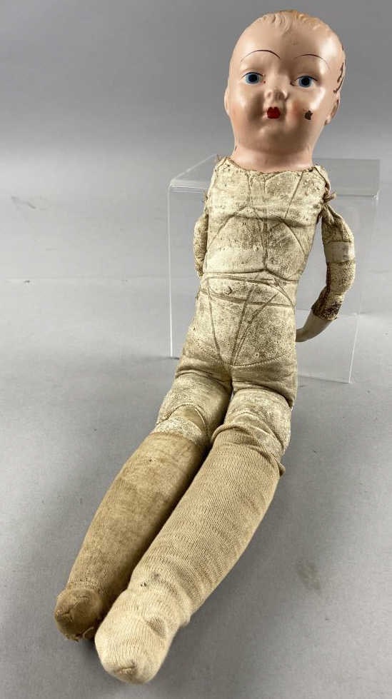 Early 19th C. Tin Head Doll (1 of 7)