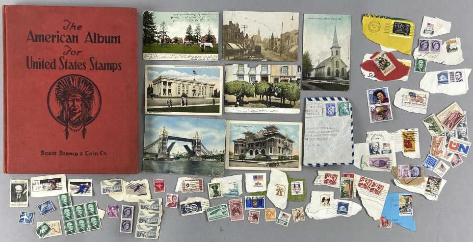 Stamp Album, Postcards, and Loose Stamps (1 of 11)