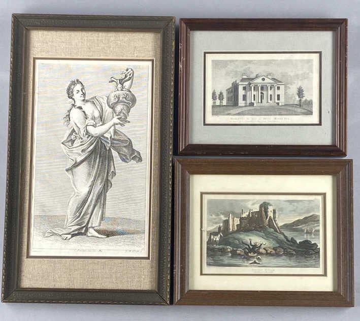 3 Framed 18th C Book Plates (1 of 10)