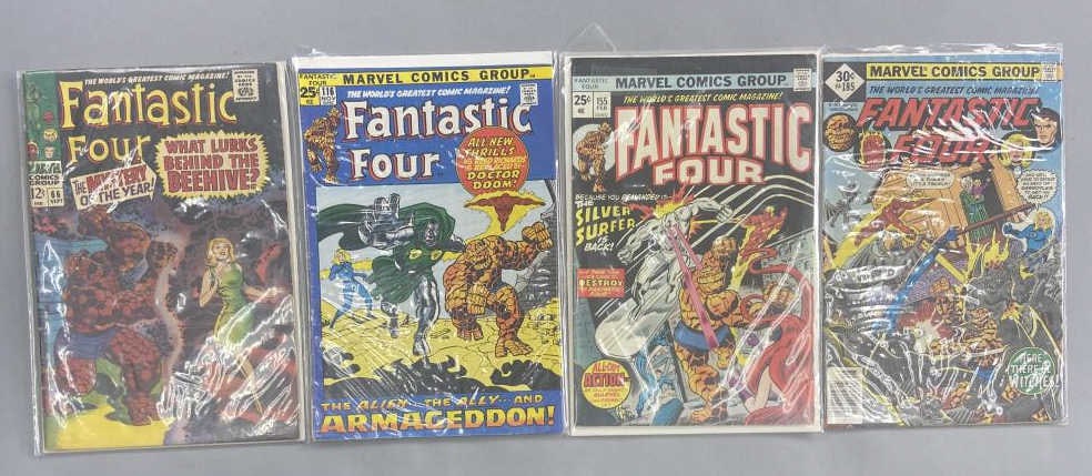 Fantastic Four Comics 66, 116, 155, & 185 Dr Doom: Fantastic Four #66, September 1967, What Lurks Behind the Beehive? First appearance of Enclave and Him. #116, November 1971, "The Alien, The Ally, and Armageddon!", Doctor Doom briefly joins the Fanta