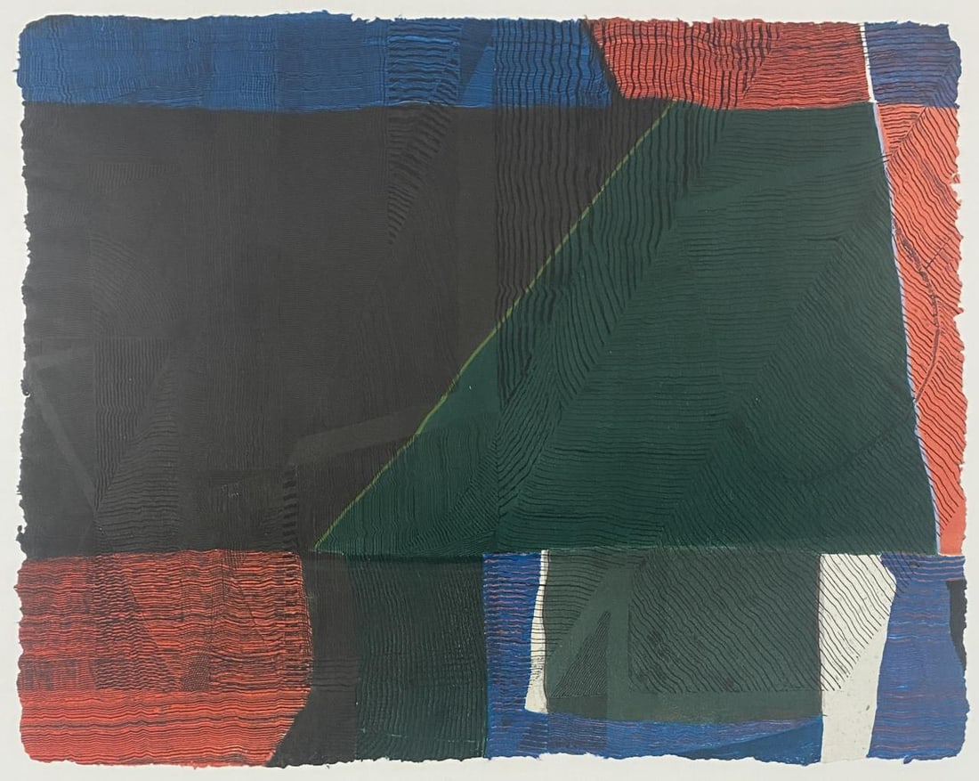Paul Stewart "Fire Night" Intaglio Hand Made Paper: Paul Stewart (American, born 1928), high relief intaglio on hand made paper titled "Fire Night". Signed and titled lower right. Stewart studied at the Cleveland Instituteof Art, Albion College and the