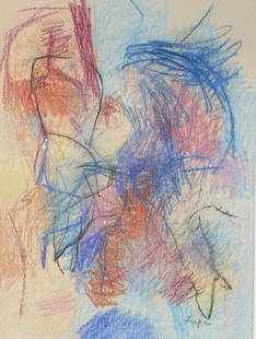 Allen Leepa Abstract "Spark of Hope" Pastel 1965: Allen Leepa (American, 1929-2009) Studied at Columbia University, Hans Hoffman School. Abstract expressionist pastel chalk drawing titled "Spark of Hope". Signed lower right, dated 1965 in a note on r