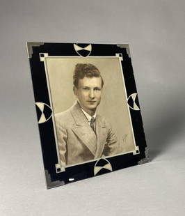 Art Deco Glass Picture Frame Circa 1930s: Measures 8" x 12" with a 9-1/4" x 7-1/4" opening