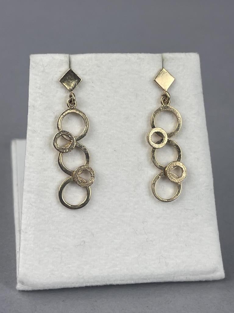 14K Yellow Gold Circle Drop Post Earrings (1 of 3)