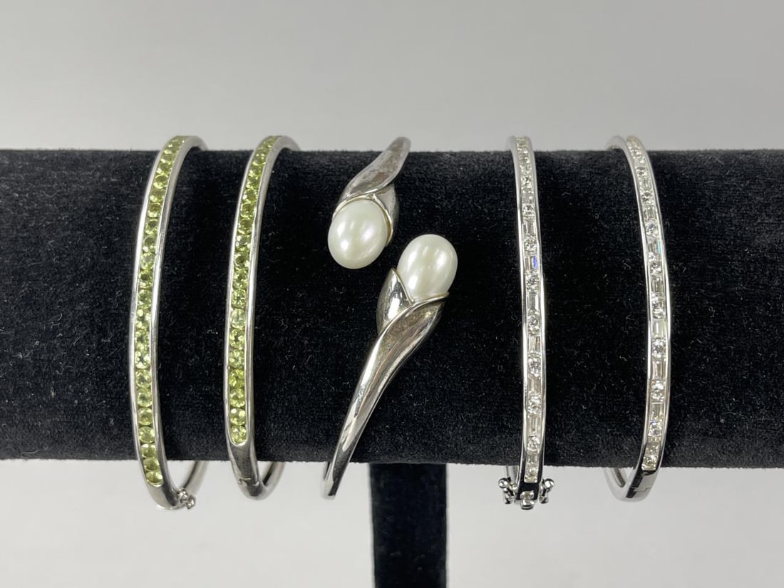 Silver Hinged Bangles, Hinged Cuff Bracelet (1 of 3)