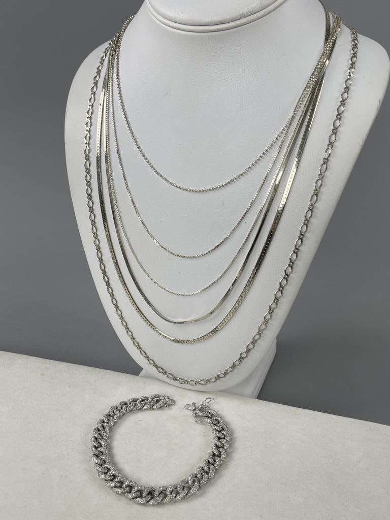 Sterling Silver Necklaces and 1 Bracelet (1 of 4)