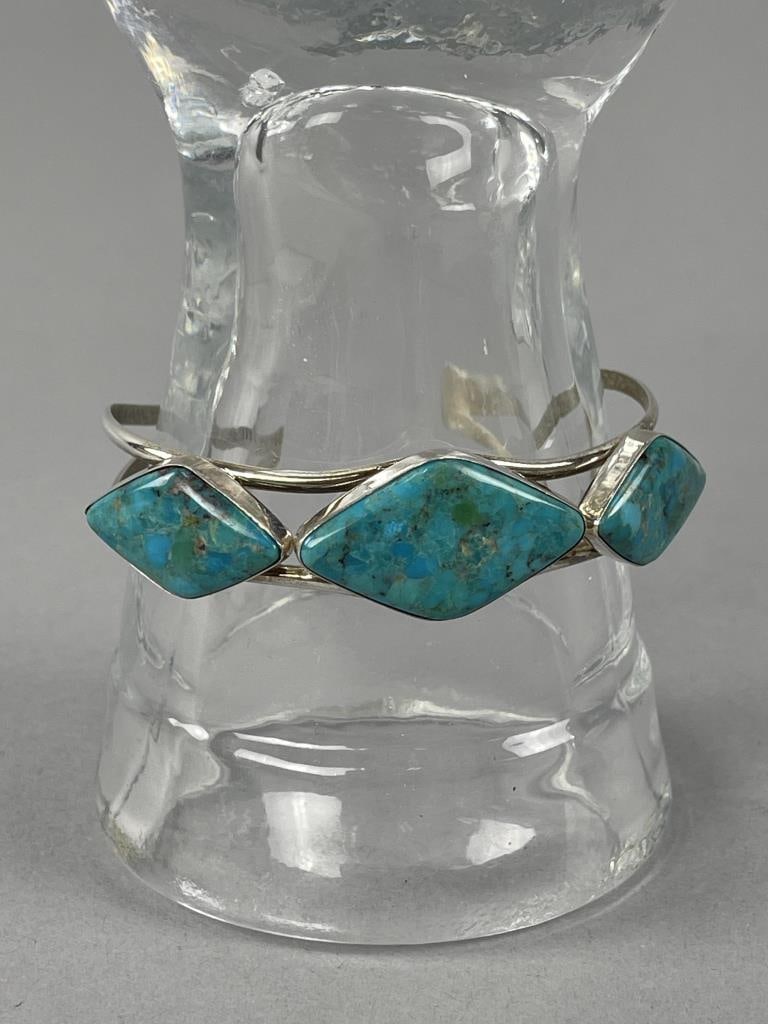 Jay King MIne Finds Turquoise Cuff Bracelet: Stamped DTR 925 China 21.68 grams total weight Desert Rose Trading