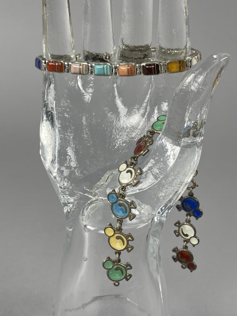7'' Sterling Silver Multi Color Inlay Bracelets (1 of 2)