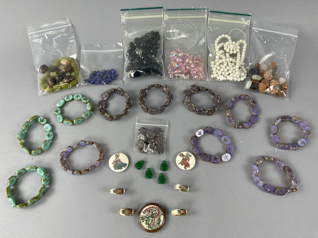 Loose Stones & Beads, Carved Beads for Jewelry: Assorted beads and jewelry stones to make necklaces or bracelets or earrings....