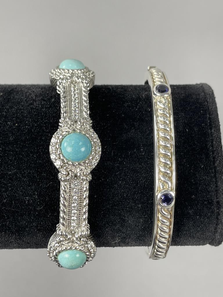 Judith Ripka Sterling Silver Hinged Cuff Bangles (1 of 3)