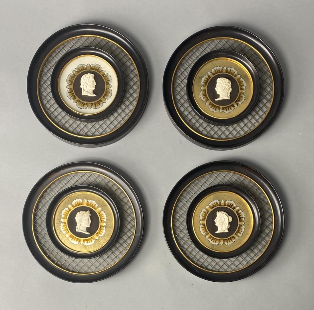 4 Italian Plaques Miniature Bisque Porcelain Busts (1 of 10)