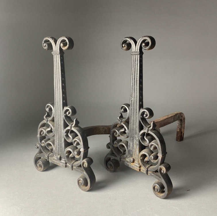 Pair of Antique Cast Iron Andirons (1 of 6)