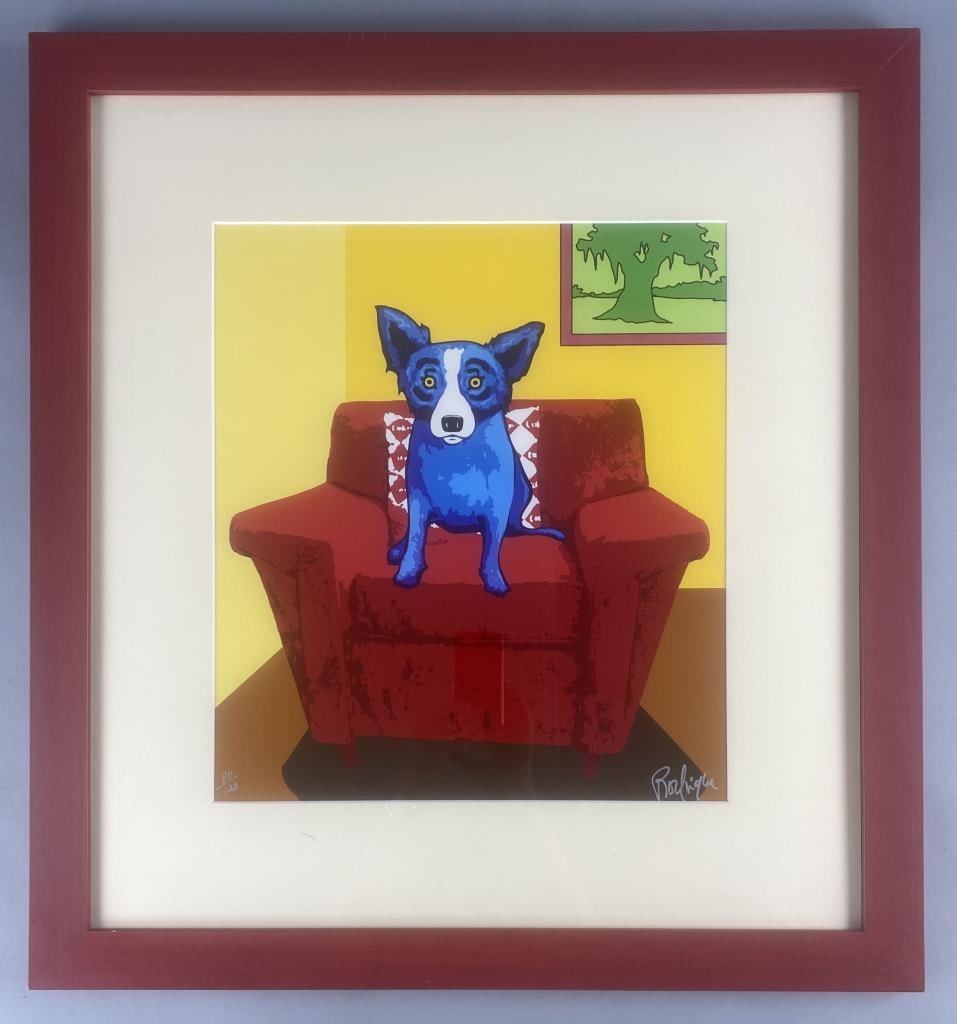Signed Rodrigue Blue Dog "Watching the Game" (1 of 7)