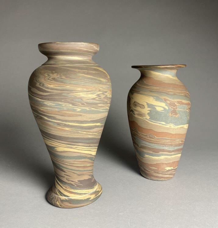 2 Niloak Pottery Mission Swirl Vases Ozarks (1 of 6)