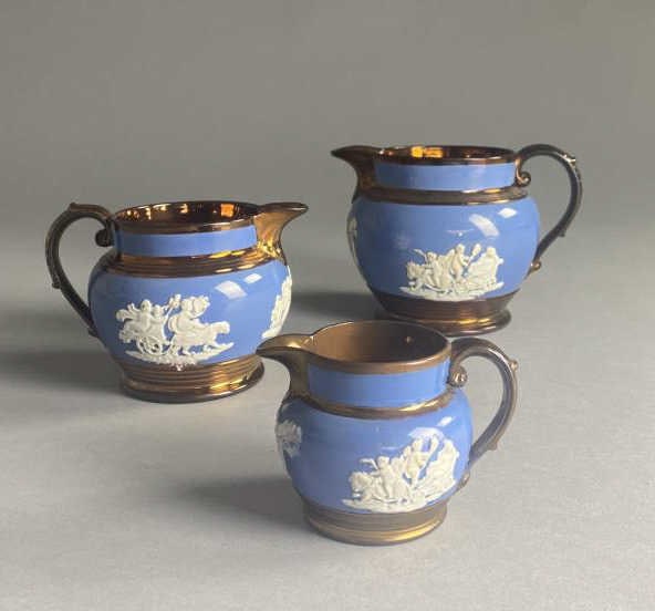 3 Early 19th C. Copper Lustreware Pitchers England (1 of 8)