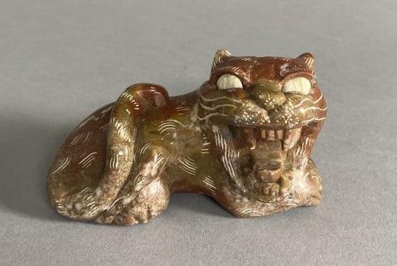 Chinese Soapstone Hand Carved Cat Sculpture (1 of 4)