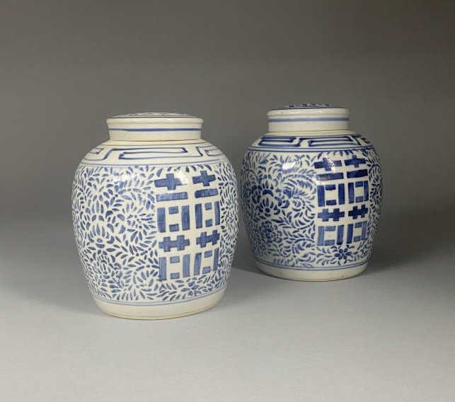 Two Chinese Porcelain Blue & White Ginger Jars (1 of 4)