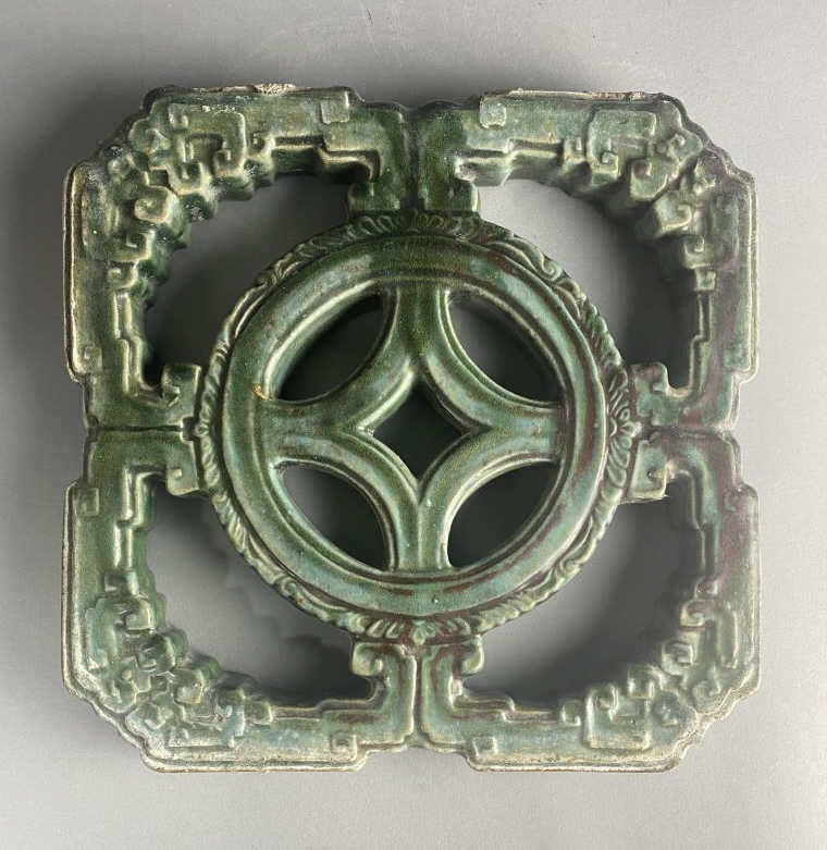Chinese Ru-Yi Coin Green Architectural Tile (1 of 5)