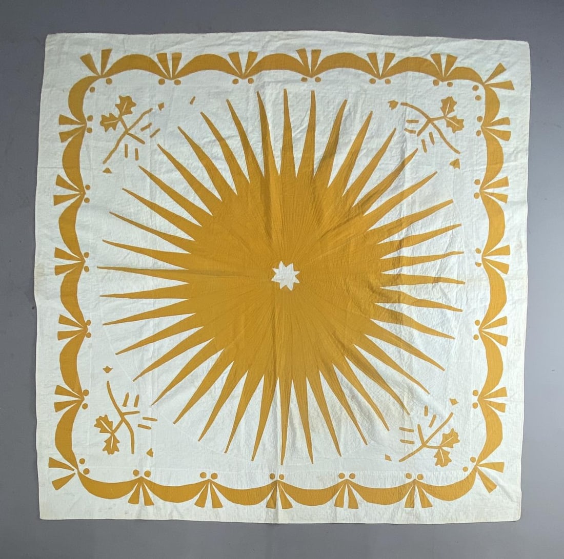 Sunburst Medallion Hand Made Antique Quilt (1 of 17)